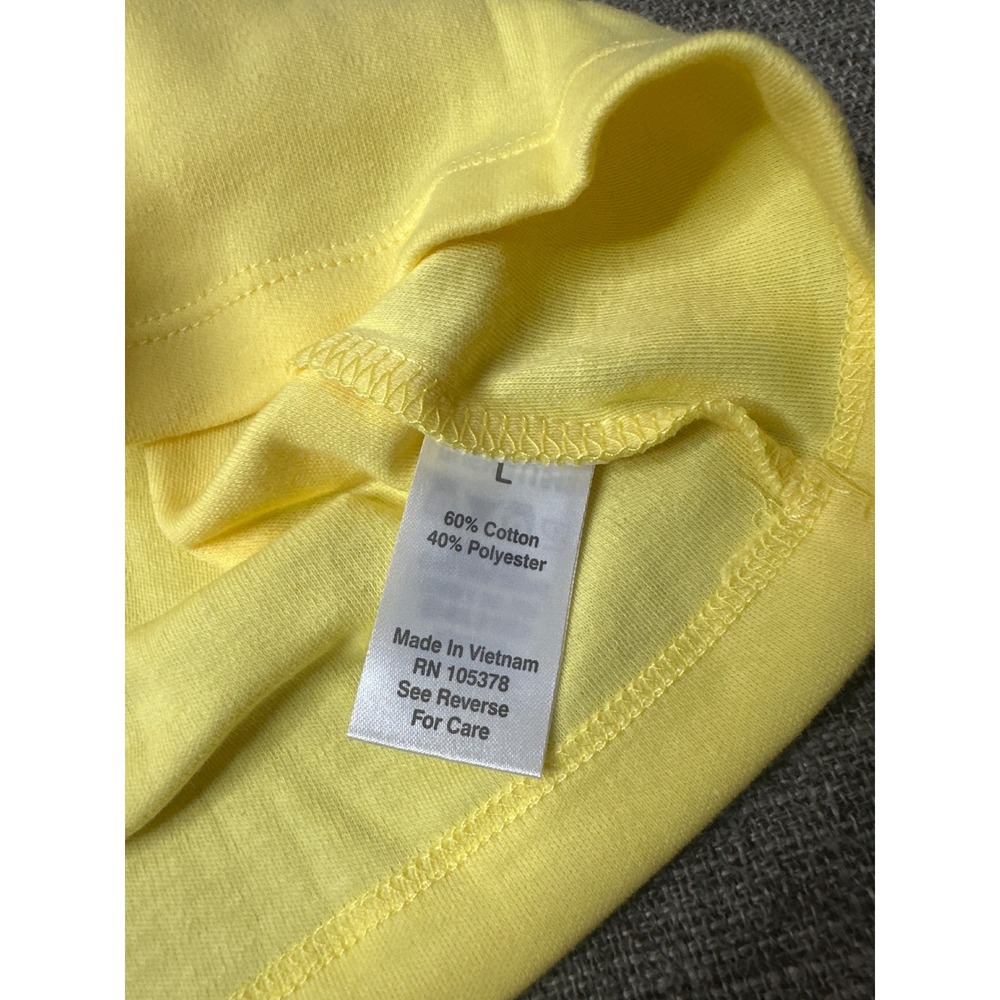 Drapers & Damons Womens Large Yellow Faux Wrap V-Neck Top Short Sleeve Button - Picture 4 of 7